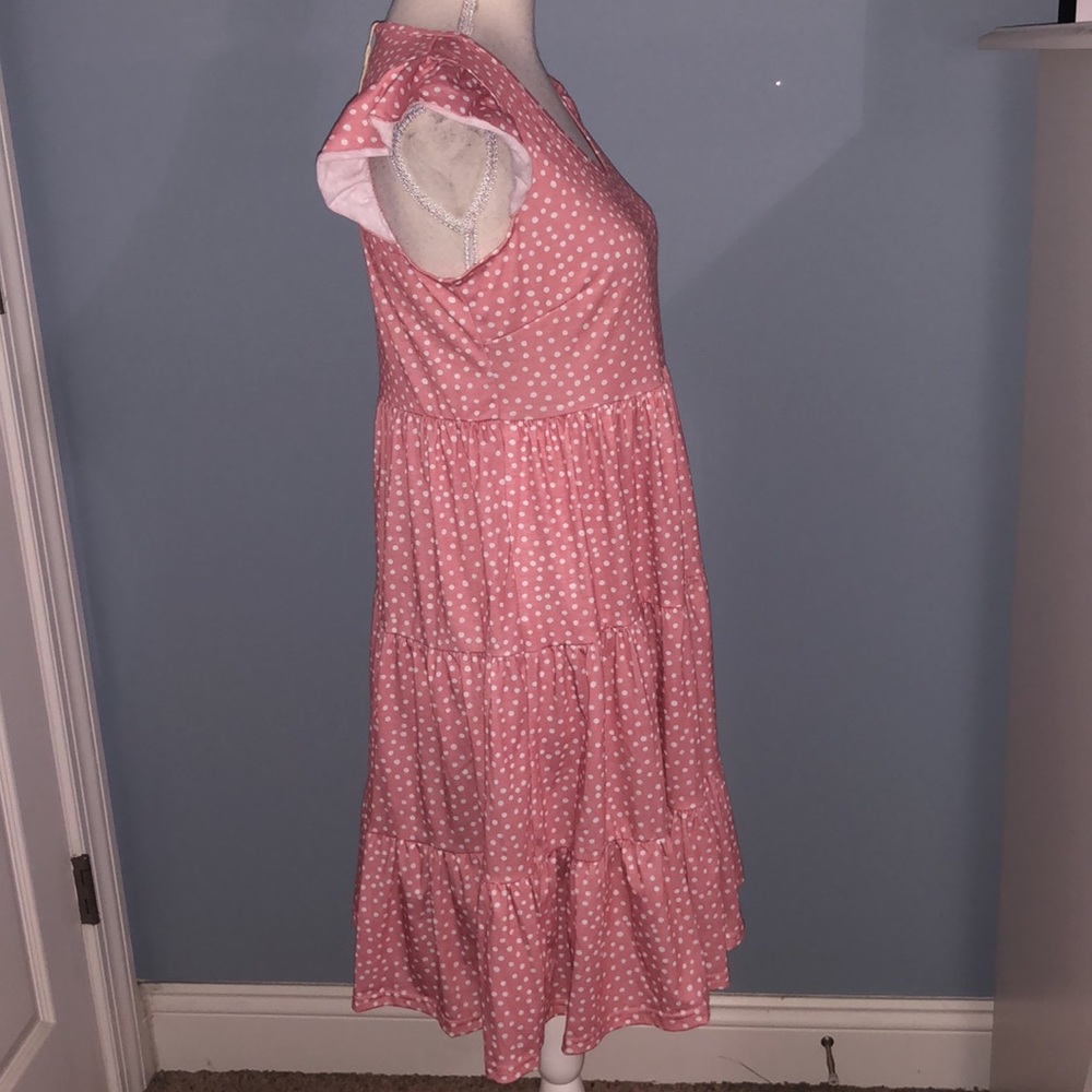 Maloura pink and white polka dot summer babydoll dress - Picture 5 of 9